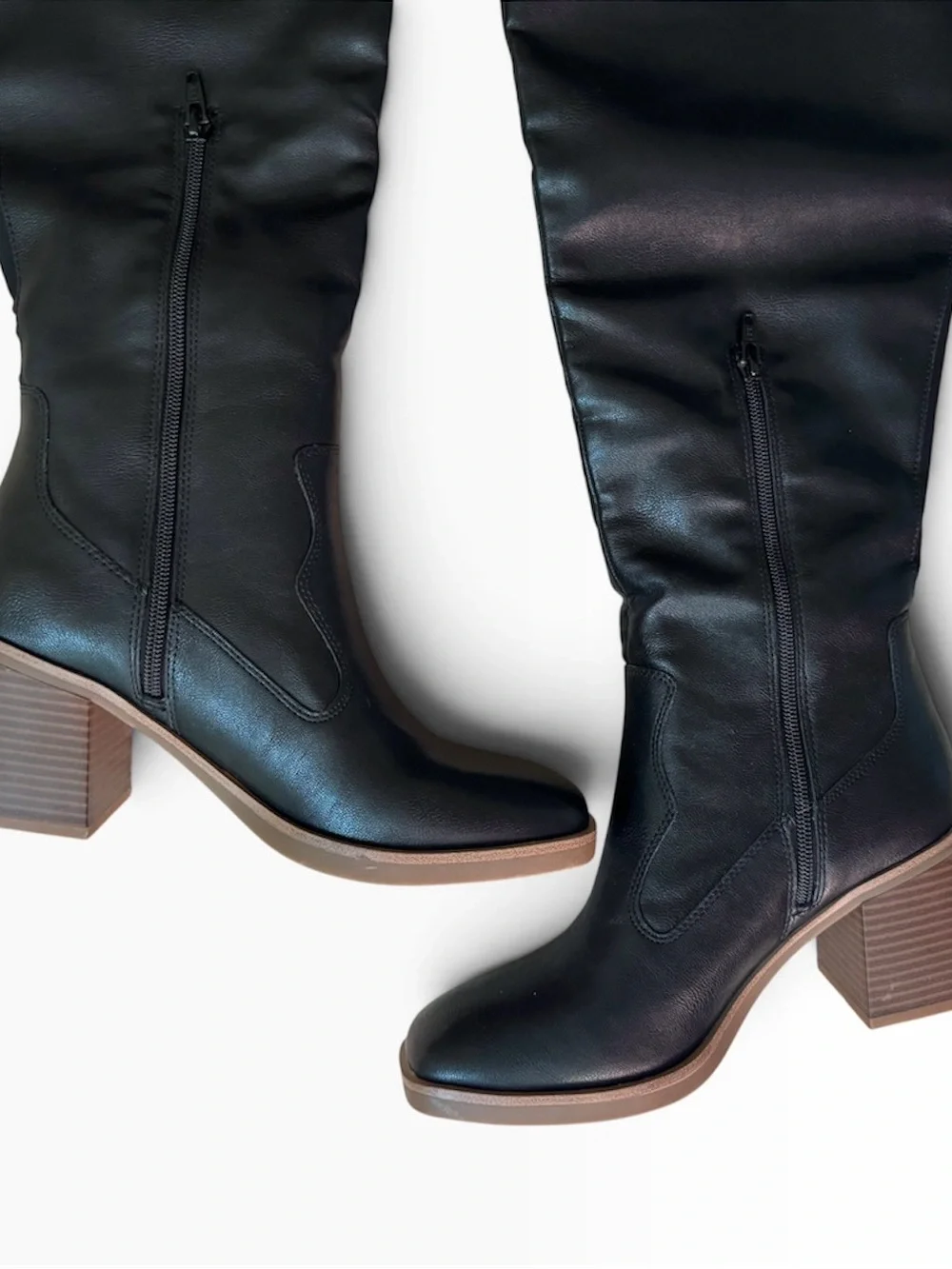 Black Over The Knee Block Heel Tall Boots Sun & Stone Size 8